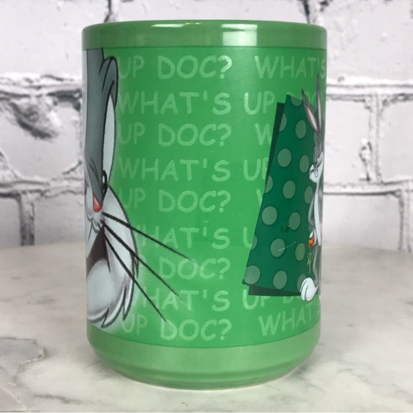 Warner Bros Looney Tunes Bugs Bunny 1999 Vintage Green Ceramic Coffee Mug & Cup - Picture 3 of 8
